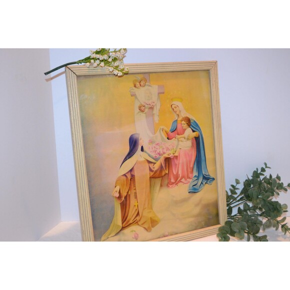 1940s St. Theresa Little Flowers of Jesus Framed Art - Picture 7 of 7